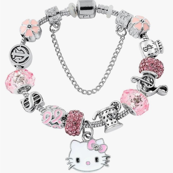 Pink Hello Kittyty full charm bracelet with barrel clasp - Picture 1 of 2